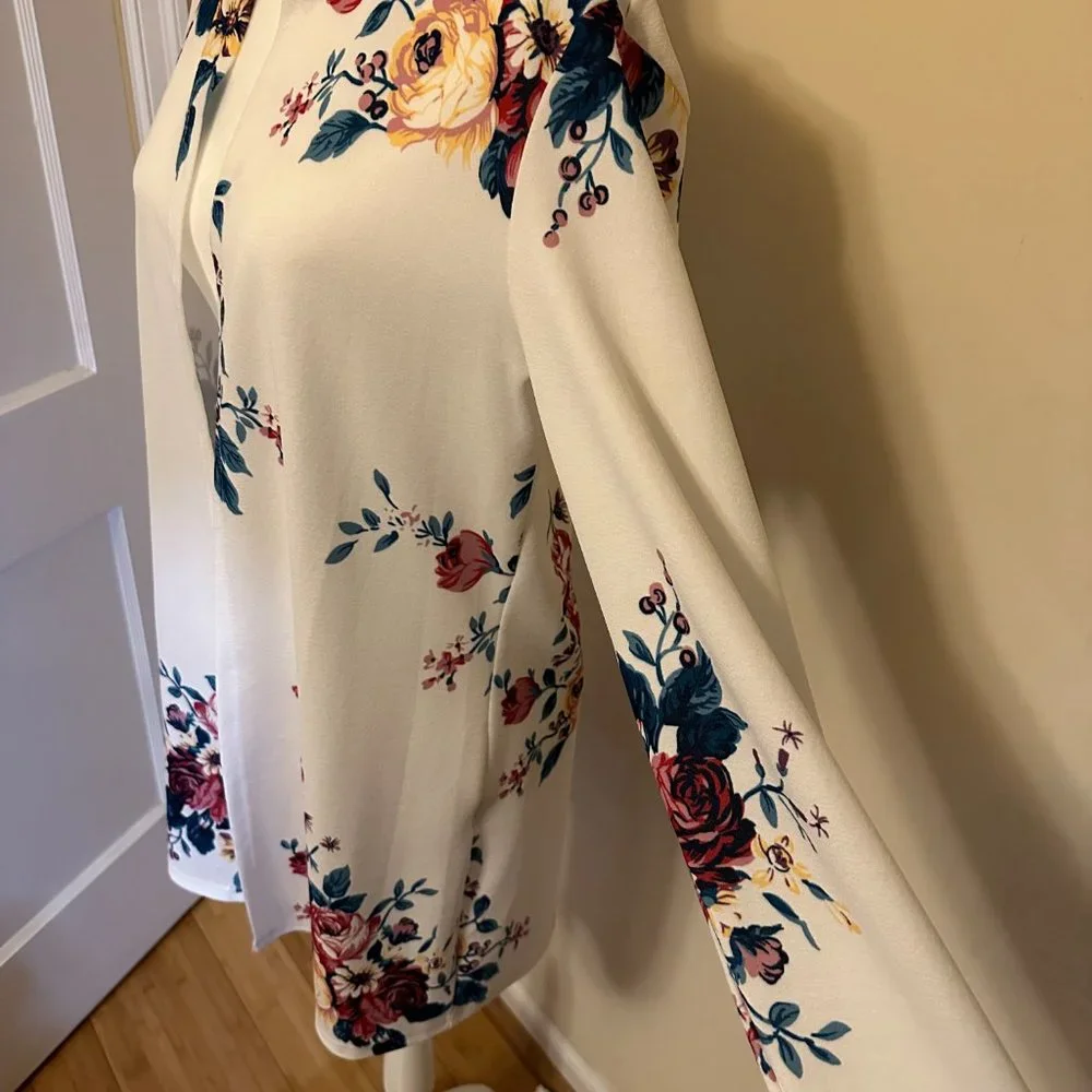 NWOT- SHEIN - Floral Print Open Front Coat - Size L - Picture 5 of 12